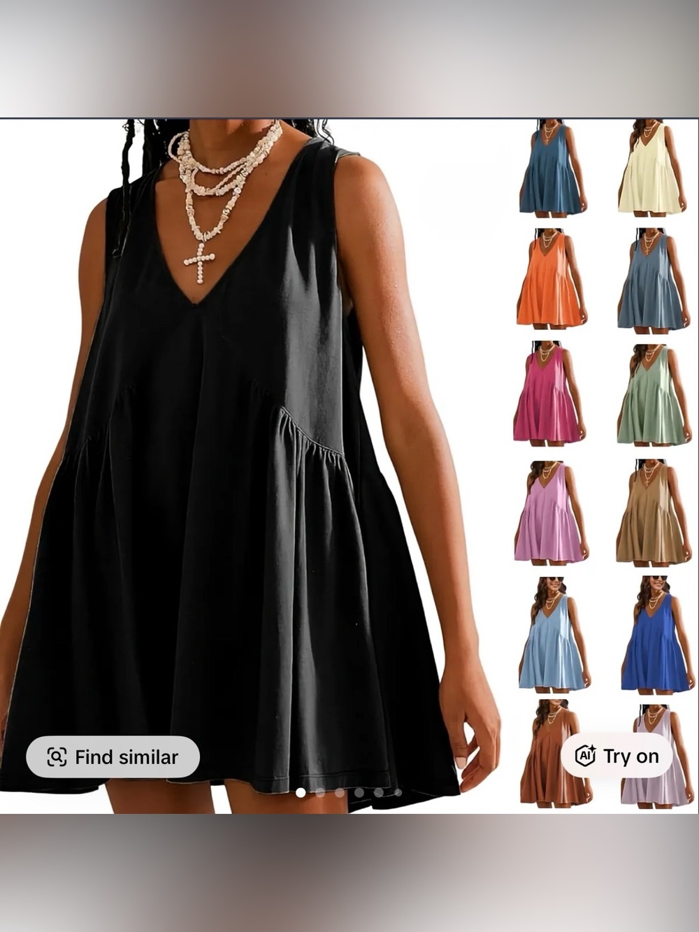 Viral Sleeveless V-Neck Swing Mini Dress in Black